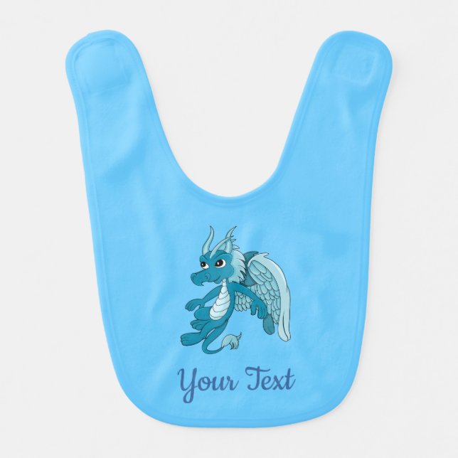 Blue Dragon Cartoon Baby Bib (Front)