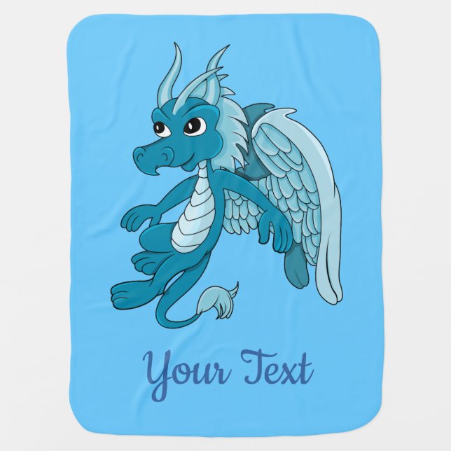 Blue Dragon Cartoon Baby Blanket (Front)