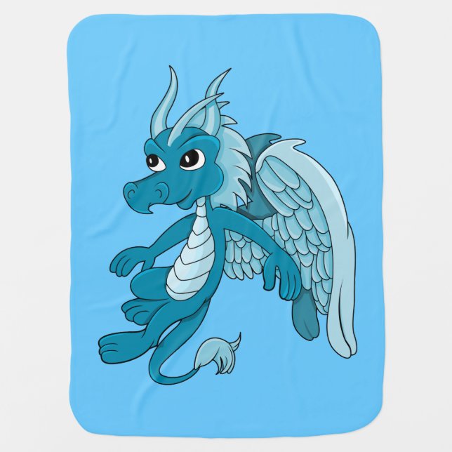 Blue Dragon Cartoon Baby Blanket (Front)