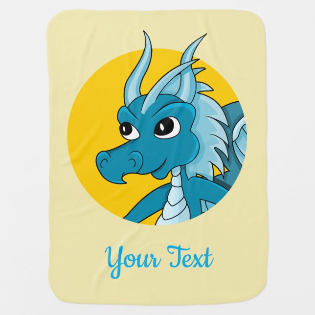 Blue dragon cartoon baby blanket (Front)