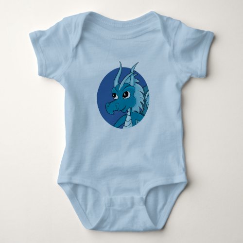 Blue dragon cartoon baby bodysuit