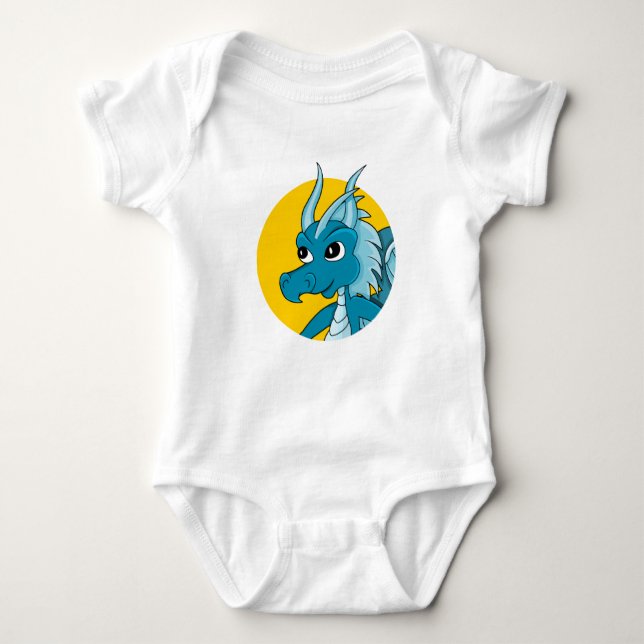 Blue dragon cartoon baby bodysuit (Front)