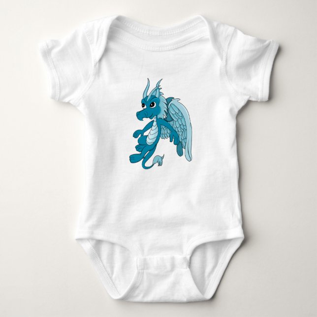 Blue Dragon Cartoon Baby Bodysuit (Front)