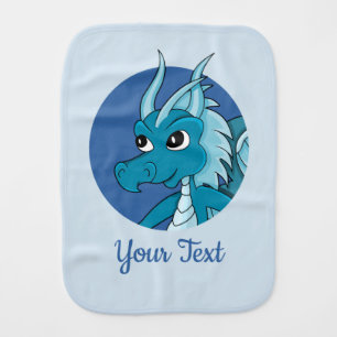 Blue dragon cartoon baby burp cloth
