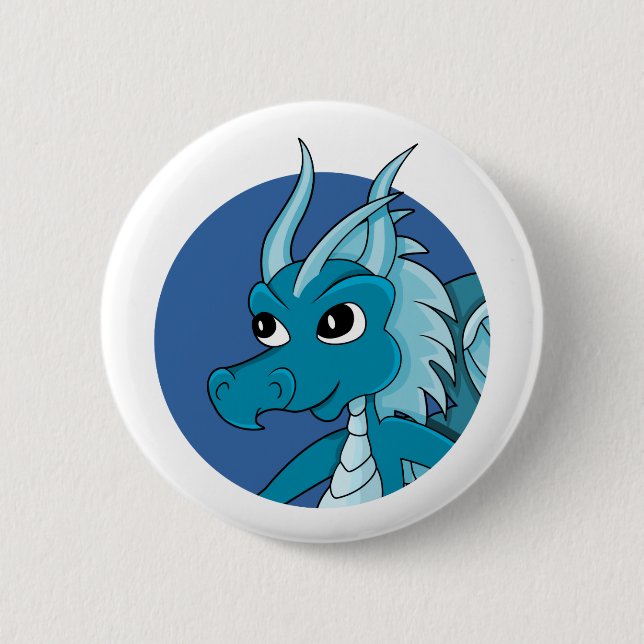Blue dragon cartoon button (Front)