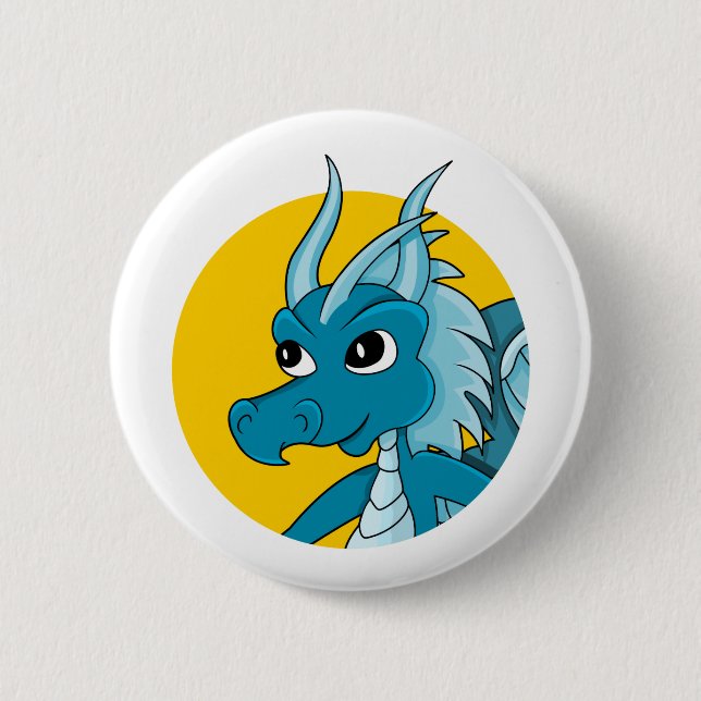Blue dragon cartoon button (Front)