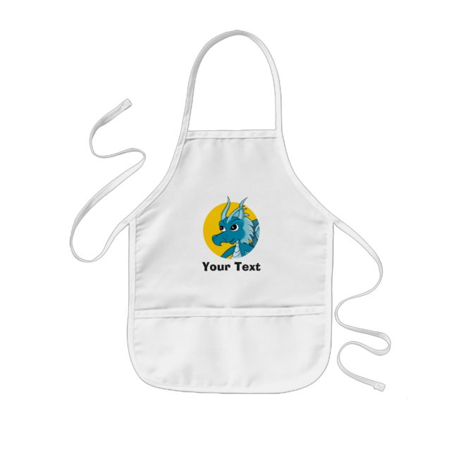 Blue dragon cartoon  kids' apron (Front)
