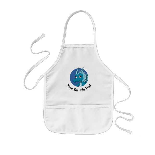 Blue dragon cartoon  kids' apron (Front)