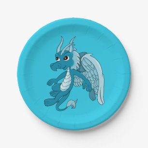Blue dragon cartoon paper plates