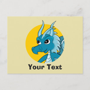 Blue dragon cartoon postcard