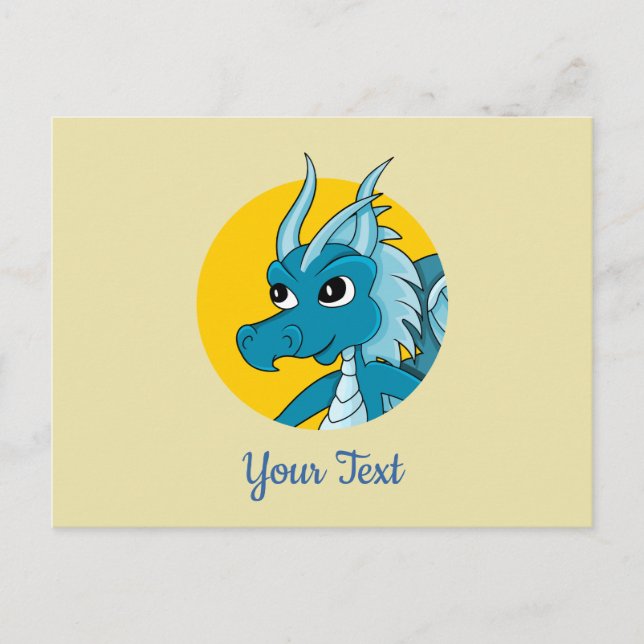 Blue dragon cartoon postcard (Front)