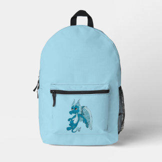 Blue dragon cartoon  printed backpack