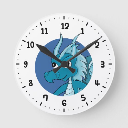 Blue dragon cartoon round clock