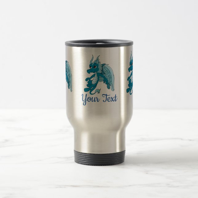 Blue Dragon Cartoon Travel Mug (Center)