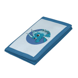 Blue dragon cartoon trifold wallet