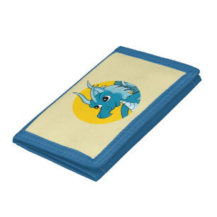 Blue dragon cartoon trifold wallet