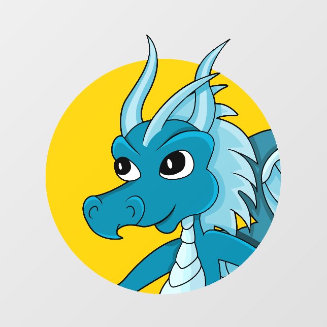 Blue dragon cartoon Wall Decal (Front)