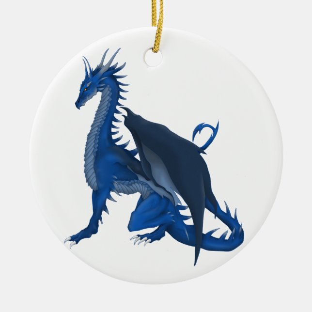 Blue Dragon Ceramic Ornament (Front)