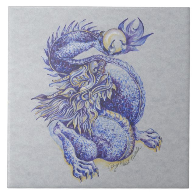 Blue Dragon Ceramic Tile (Front)