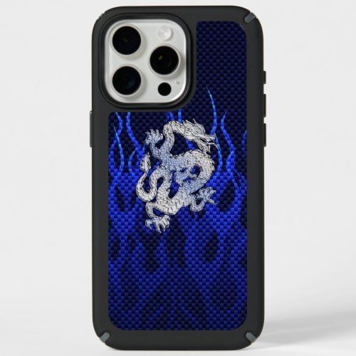 Blue Dragon Chrome like Carbon Fiber flames iPhone 15 Pro Max Case