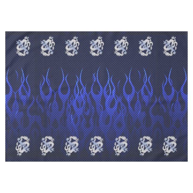Blue Dragon Chrome like Carbon Fiber flames Tablecloth (Front (Horizontal))