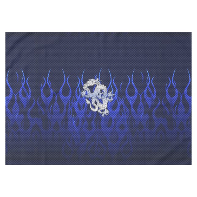 Blue Dragon Chrome like Carbon Fiber flames Tablecloth (Front (Horizontal))