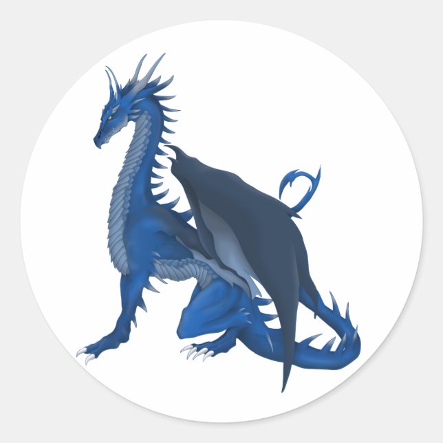 Blue Dragon Classic Round Sticker (Front)