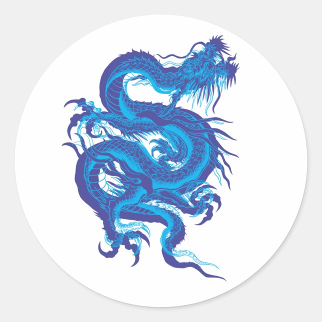 blue.dragon classic round sticker (Front)