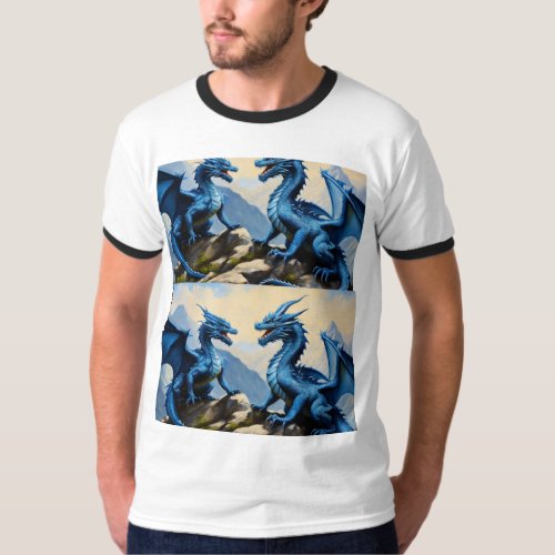 Blue Dragon Duo Exclusive T_Shirt for Sale