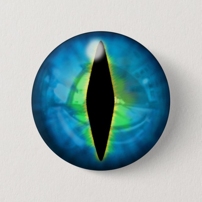 Blue Dragon Eye Pinback Button (Front)