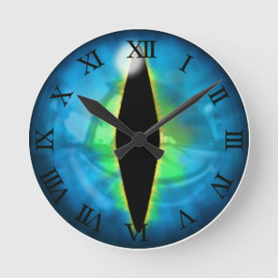 Blue Dragon Eye Round Clock