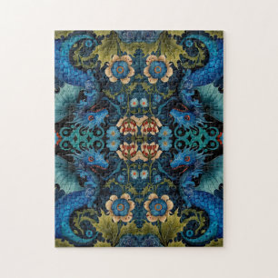 Blue Dragon Fantasy Art Mandala Illustration Jigsaw Puzzle