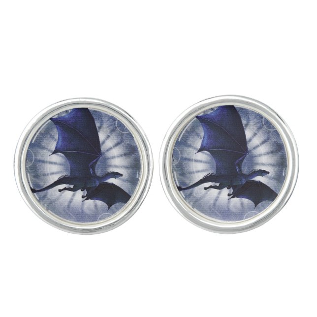 Blue Dragon Fantasy Wedding  Cufflinks (Front)