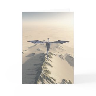 Blue Dragon Flying over Winter Mountains Card