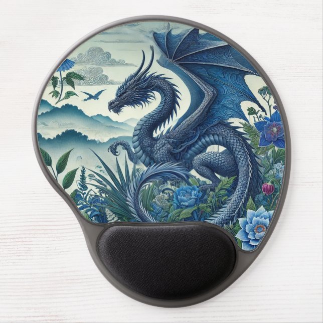 Blue Dragon Gel Mouse Pad | Ergonomic Fantasy-Them (Front)