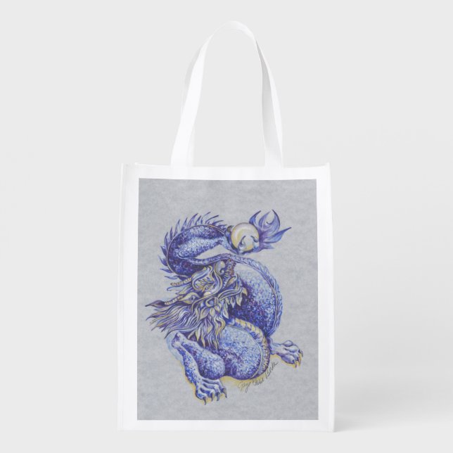 Blue Dragon Grocery Bag (Back)