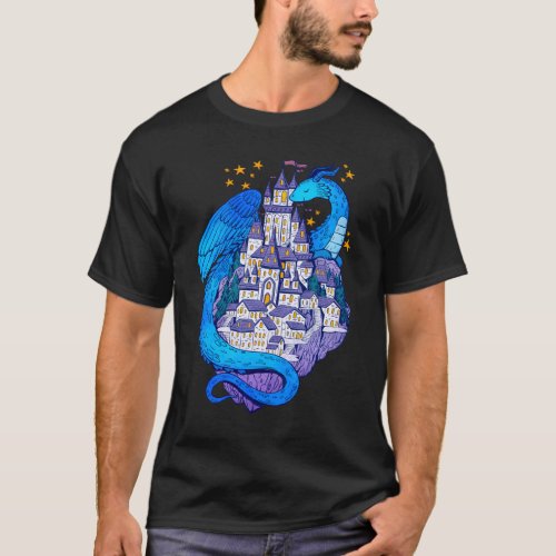 Blue Dragon Guarding his Castle ANIME GIFT T_Shirt