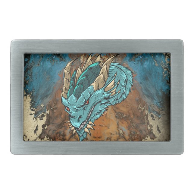 Blue Dragon Head Belt Buckle (Front)