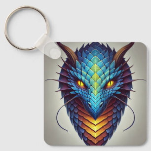 Blue Dragon Head Keychain