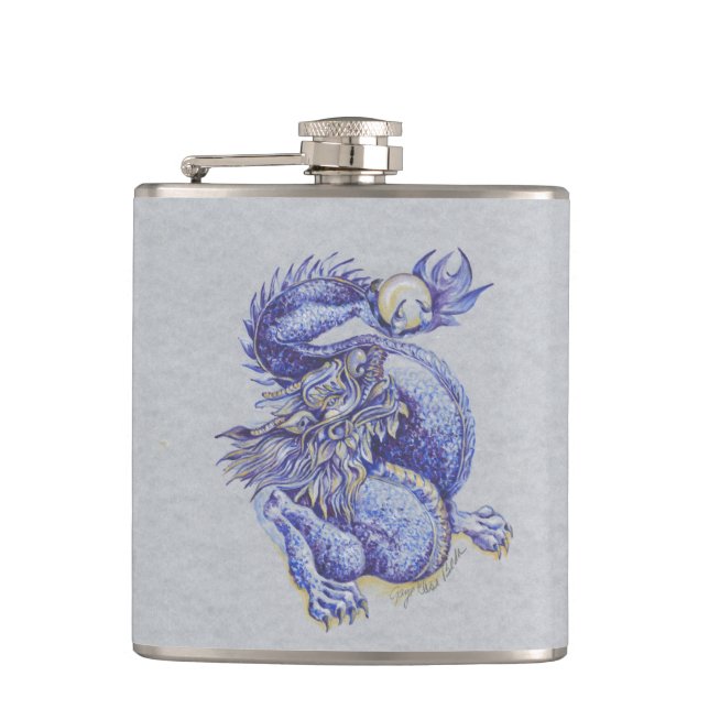 Blue Dragon Hip Flask (Front)