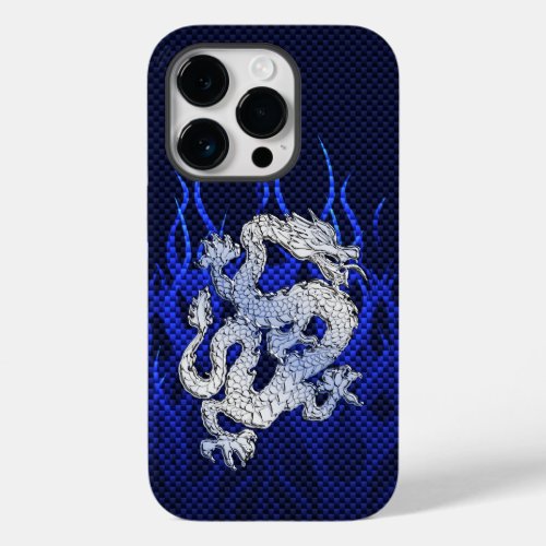 Blue Dragon in Chrome Carbon Fiber Styles Case_Mate iPhone 14 Pro Case