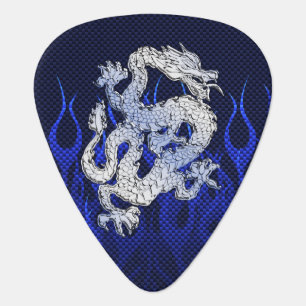 Blue Dragon in Chrome Carbon Fiber Styles Guitar Pick
