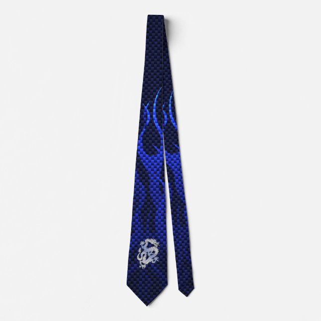 Blue Dragon in Chrome Carbon Fiber Styles Tie (Front)