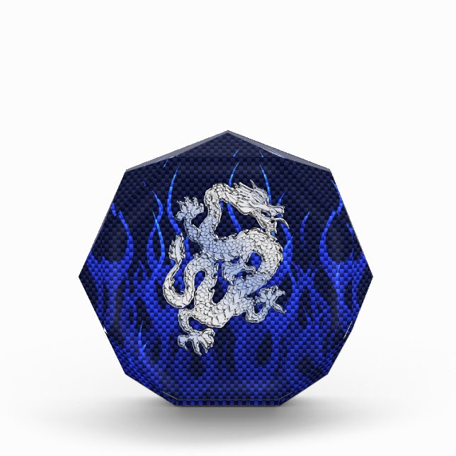 Blue Dragon in Chrome Carbon racing flames Award (Front)