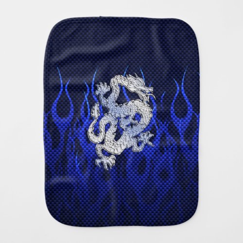Blue Dragon in Chrome Carbon racing flames Baby Burp Cloth
