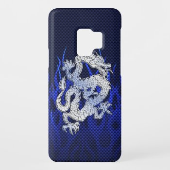 Blue Dragon In Chrome Carbon Racing Flames Case-mate Samsung Galaxy S9 Case by TigerDen at Zazzle