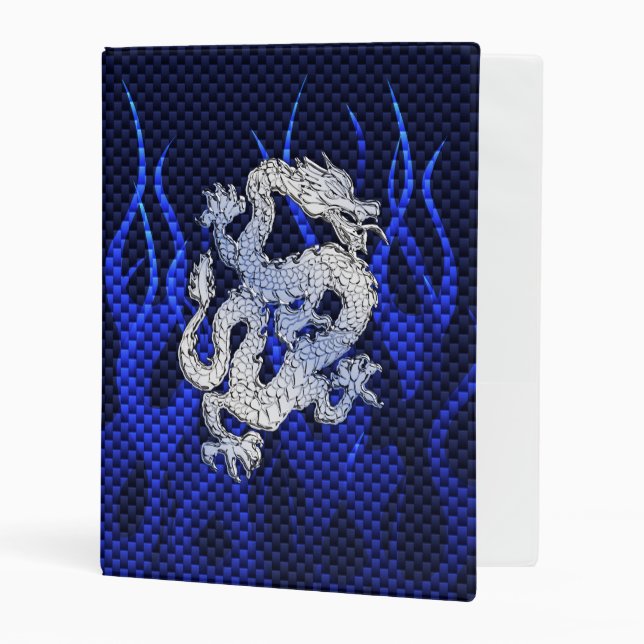 Blue Dragon in Chrome Carbon racing flames Mini Binder (Front/Inside)