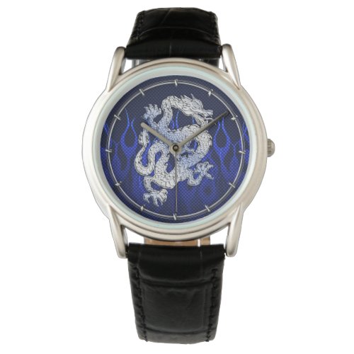 Blue Dragon in Chrome Carbon racing flames Watch