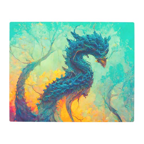 Blue Dragon Metal Wall Art 20 x 16  Metal Print