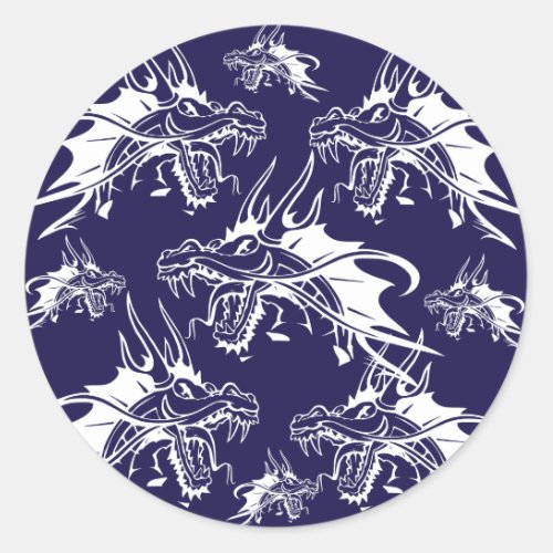 Blue Dragon Mythical Creature Fantasy Design Classic Round Sticker